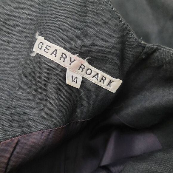 Vintage Geary Roark Black Linen Sheath Dress Sz 14 M/L Sleeveless Crochet Classy - Picture 3 of 8